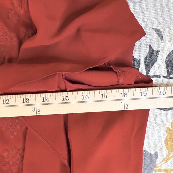 Mossimo Burnt Orange Rust Embroidered Boho Blouse Flutter Dark Fairy Size Medium - Picture 6 of 7